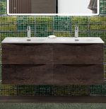 Тумба с раковиной подвесная BelBagno MARINO-CER-N-1200-4C-SO-RNG-P Rovere Nature Grigio, раковина белая BB-8099-120-2 с 2-я чашами