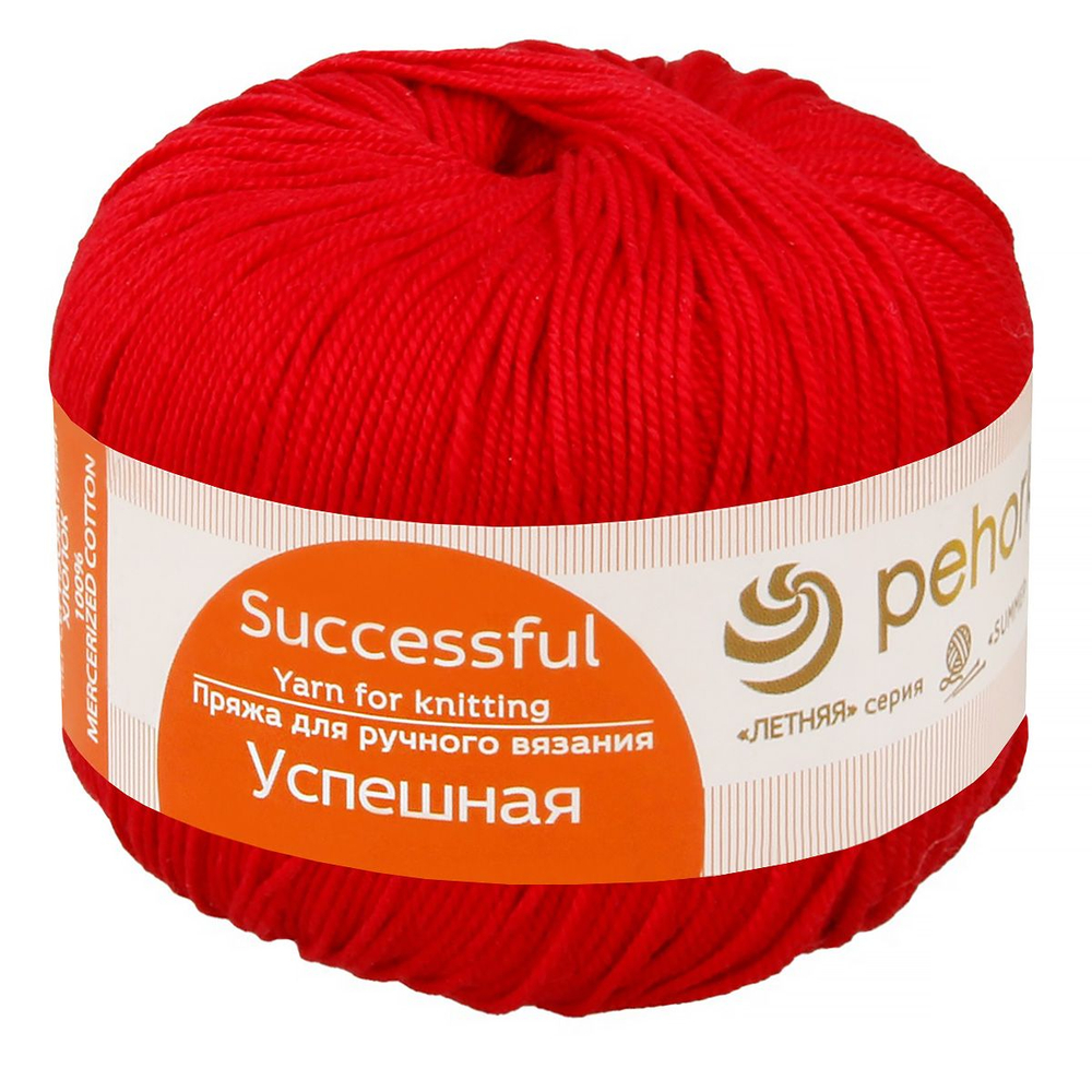 Успешная пряжа Россия ПТ 100%хлопок мерсериз 10х50г/220м (006-Красный)