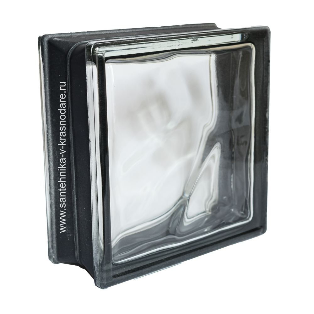 Купить Стеклоблок бесцветный волна черный бриллиант Vitrablok 19х19х8