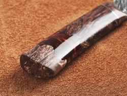 Якутский нож "Амга", сталь Х12МФ, рукоять коричневая стабилизированная карельская береза / акрил агат