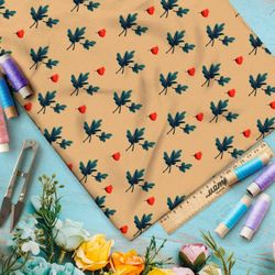 Ткань премиум интерлок мелкие розочки