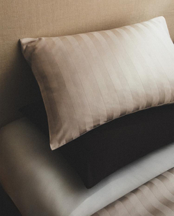 ZARA HOME НАВОЛОЧКА ИЗ САТИНА В ПОЛОСКУ (500 НИТЕЙ), СЕРЫЙ