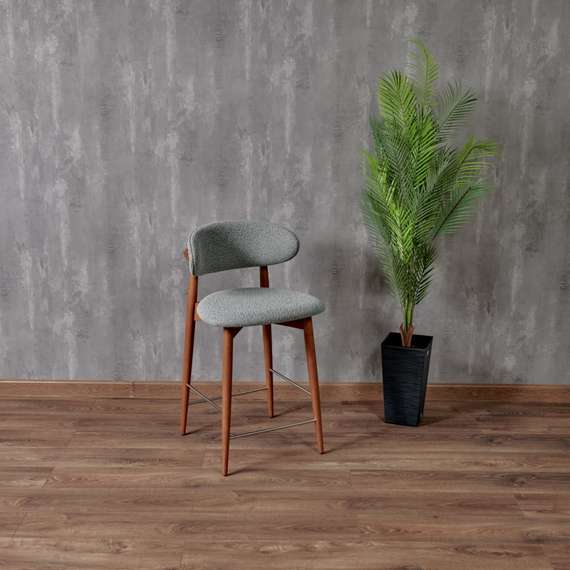 Полубарный стул Mod, светло-серое букле, ножки цвета орех