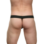 Мужские трусы-стринги с поясом в горошек (Размер: S-M) (Цвет: черный)