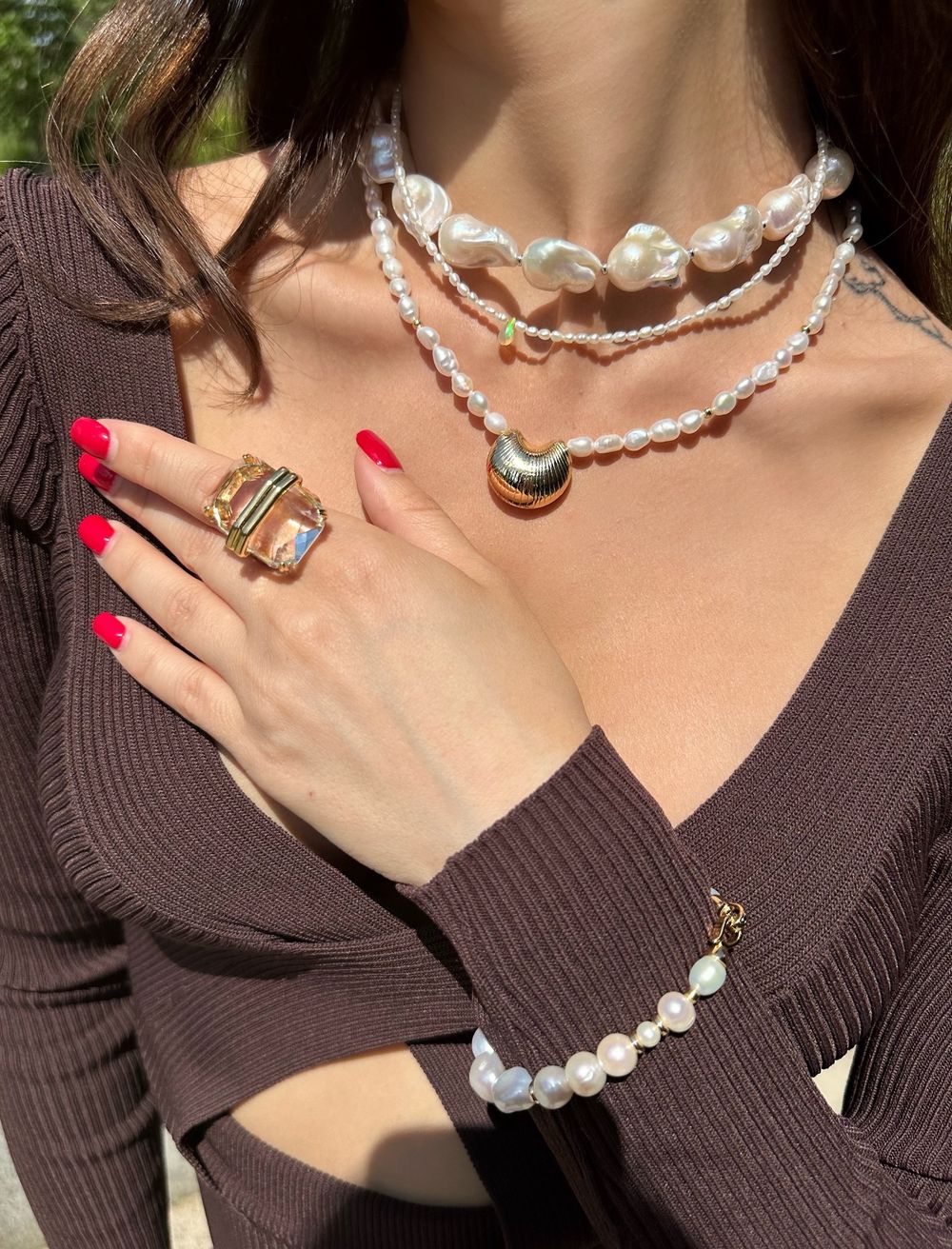 Роскошное колье из барочного жемчуга