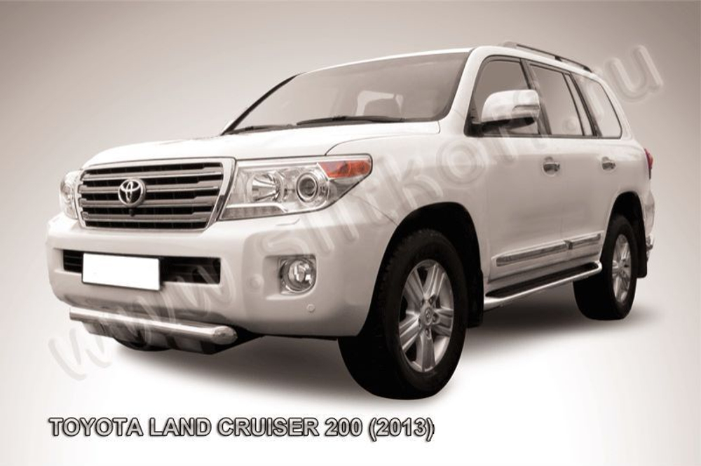 Защита переднего бампера (нержавейка) Toyota Land Cruiser 200 (2013-2015) d76 с защитой картера короткая