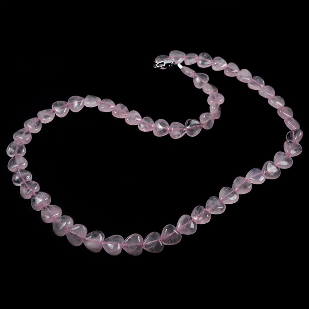 Бусы "Сердце 10" розовый кварц