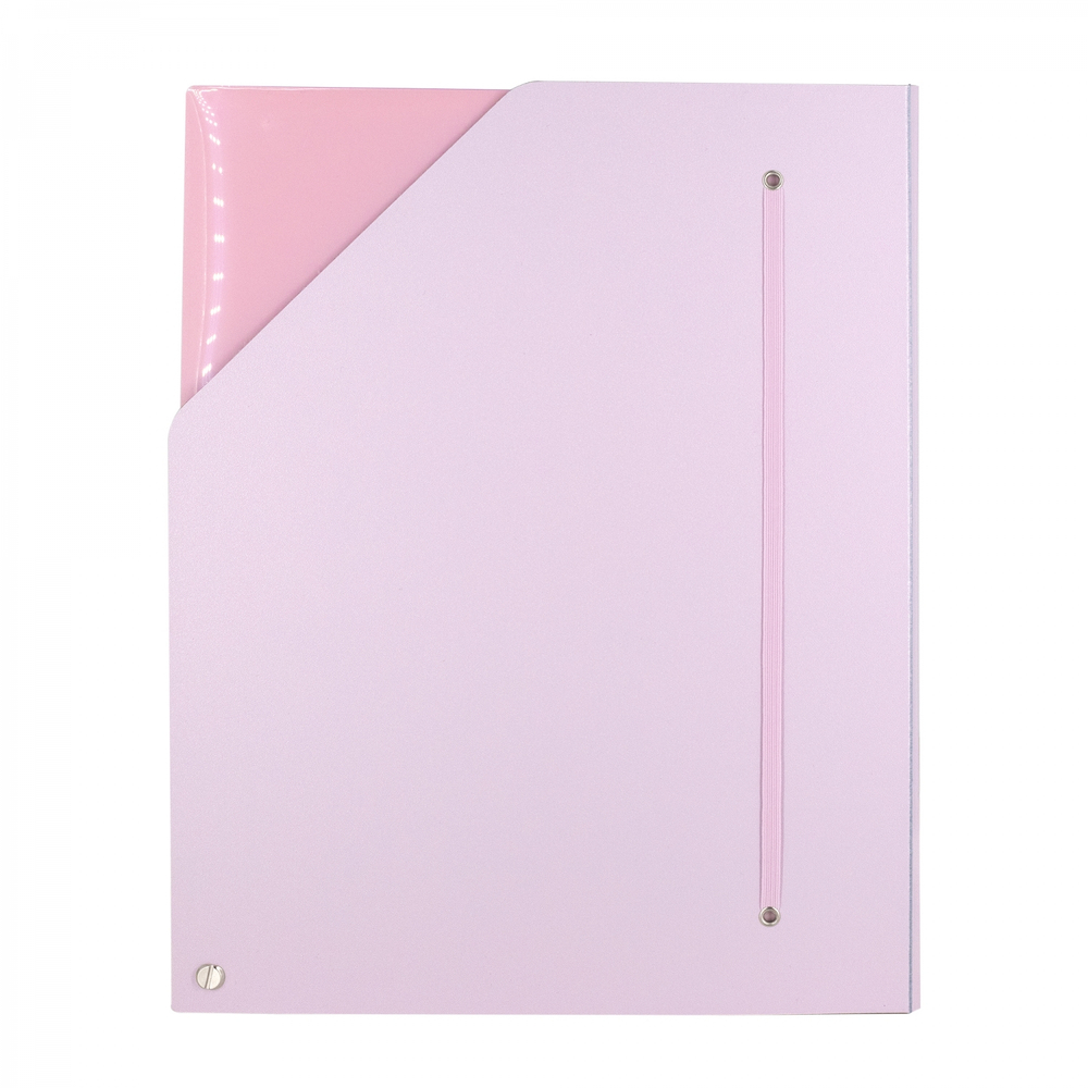 Папка архивная Alingar, A4, 330*250 мм, пластик, 1500 мкм, на резинке с 4 файлами, розовая