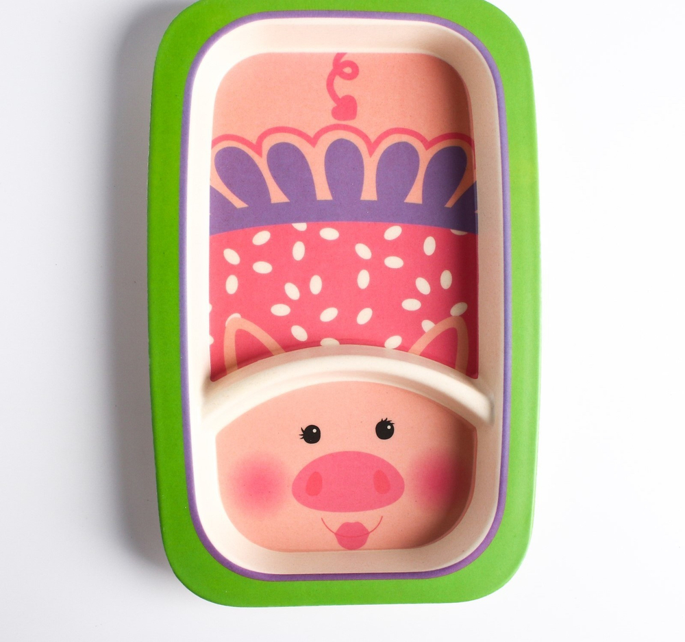 Тарелка детская из бамбука, цвет и рисунок МИКС 4591215