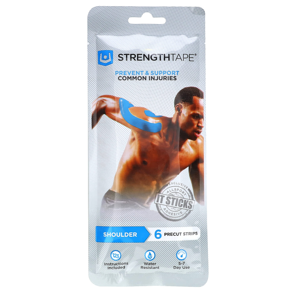 Strengthtape, Набор кинезиологических лент, на плечо, 6 предварительно нарезанных полосок