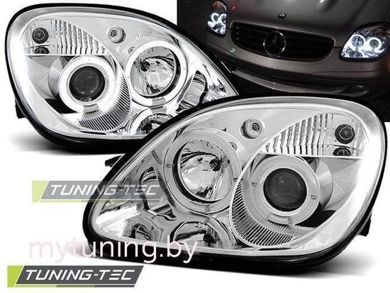 Передние фары angel eyes chrome для Mercedes SLK R170