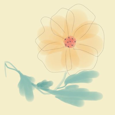 Акварельные цветы на жёлтом фоне 1