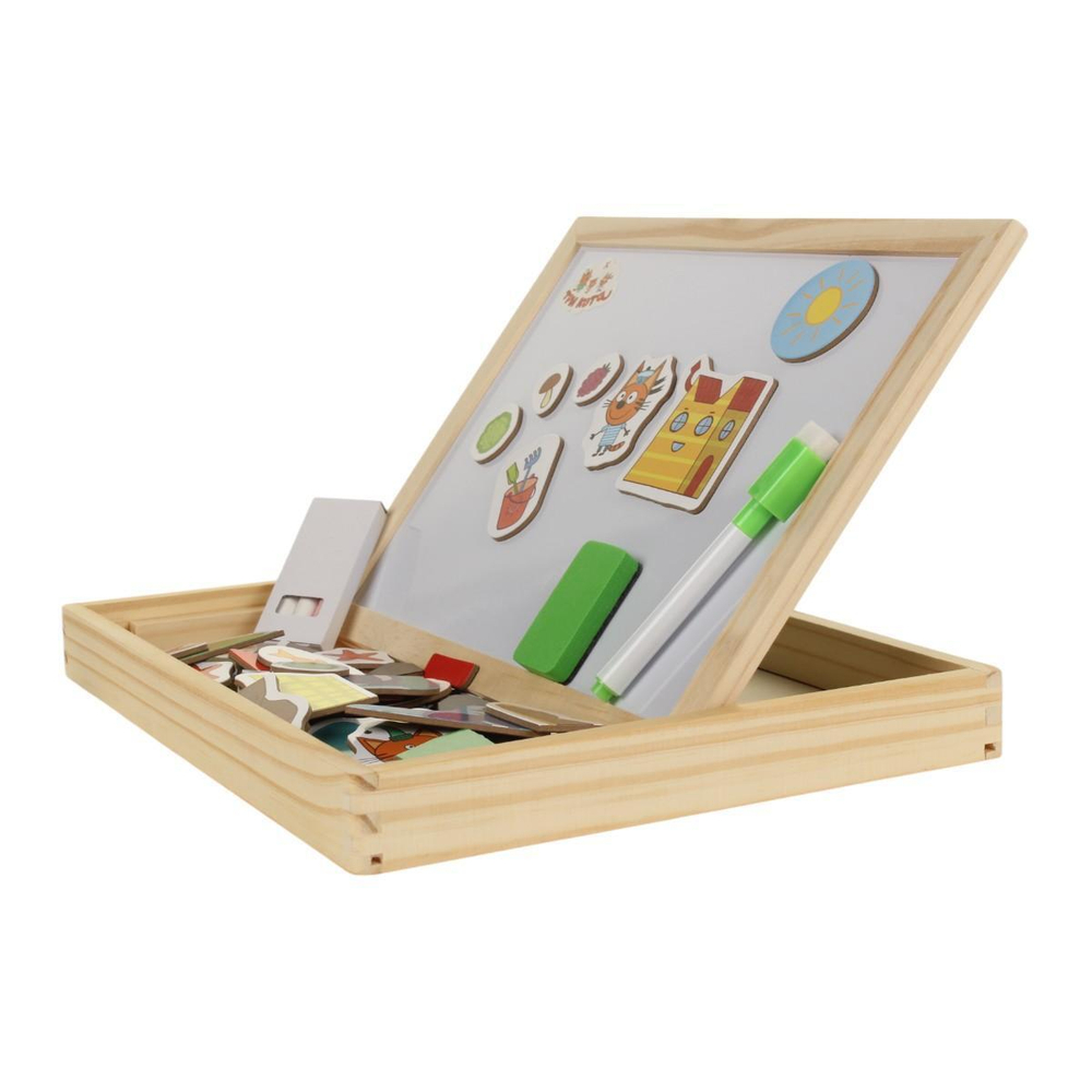 Чудо-чемоданчик. Доска маг. с картинками-пазлами "Три кота. Играем вместе" коробка 1019-CATS (Буратино)