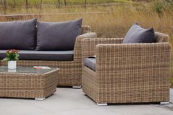 "Капучино Сингл" лаунж-зона из искусственного ротанга, цвет соломенный