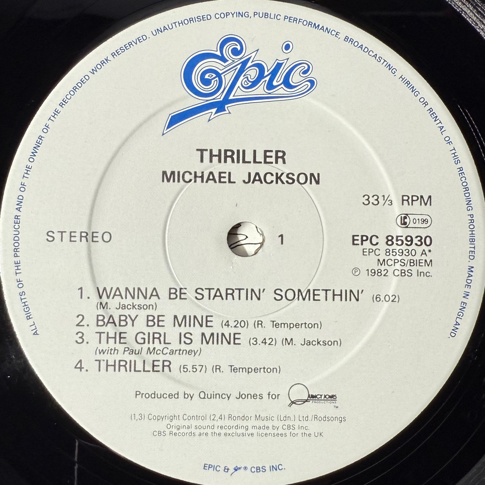 Michael Jackson ‎– Thriller (Англия)