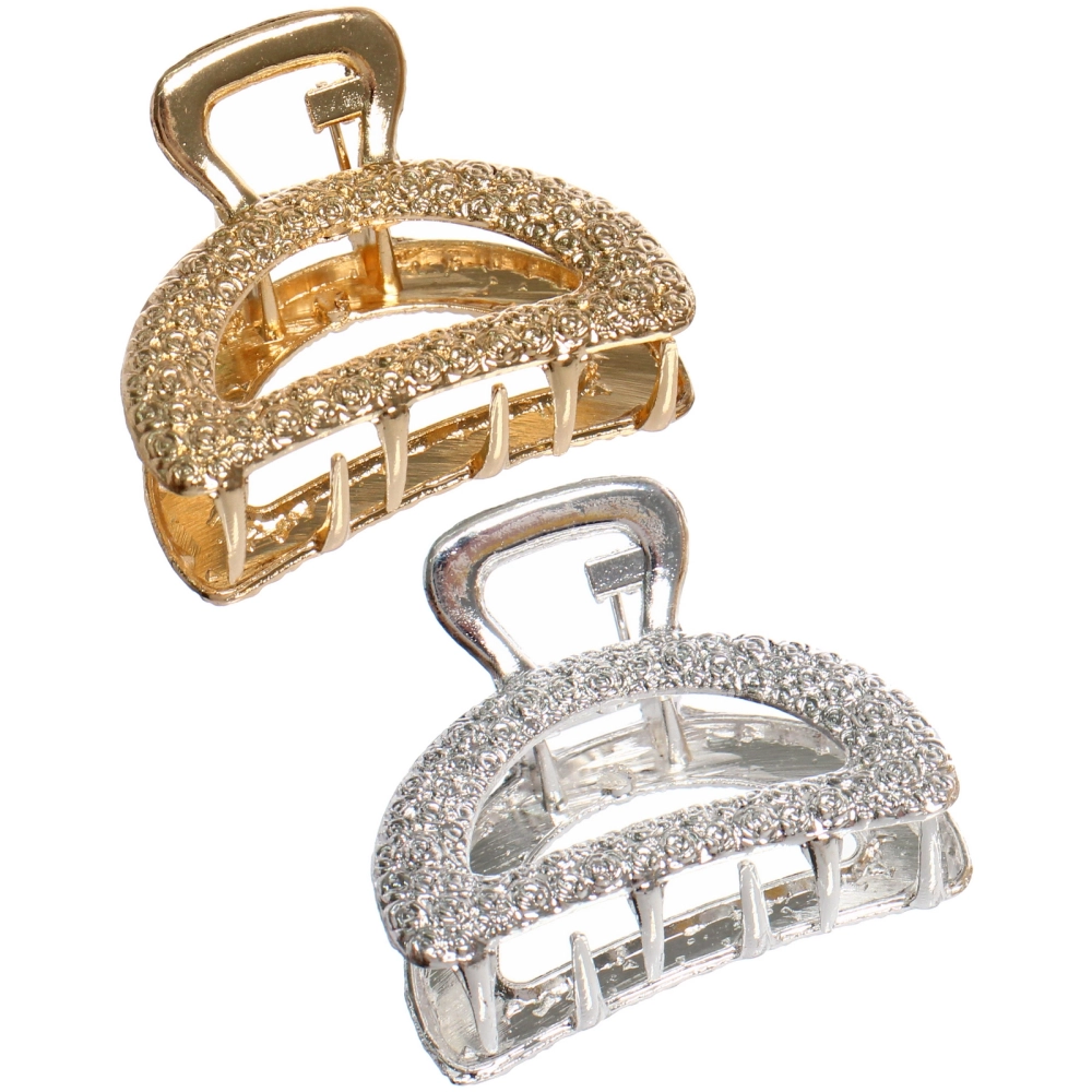 Заколка - краб для волос на блистере «КАСКАДА», трапеция, цвет золото и серебро, 2.5*4см (пакет с подвесом)●