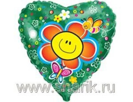 Ф 18" Сердце Цветок улыбка