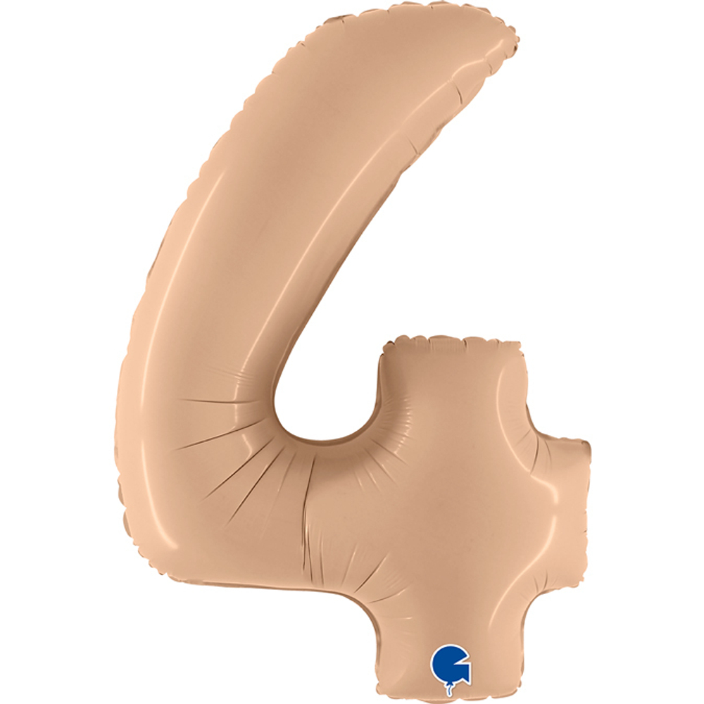 Цифра 4 бежевого оттенка Нюд 102 см с гелием