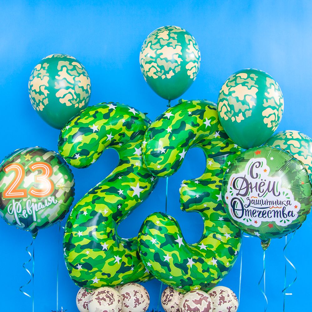 Шар (12"/30 см) Камуфляж, Темно-зеленый (032), пастель, 5 ст 25 шт.