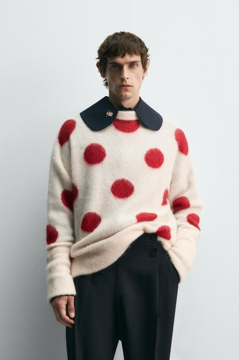 ZARA HARRY LAMBERT X DISNEY СВИТЕР В ГОРОШЕК, ЭКРЮ