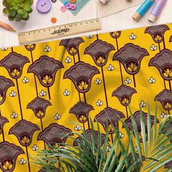 Ткань атлас роскошные узоры на жёлтом