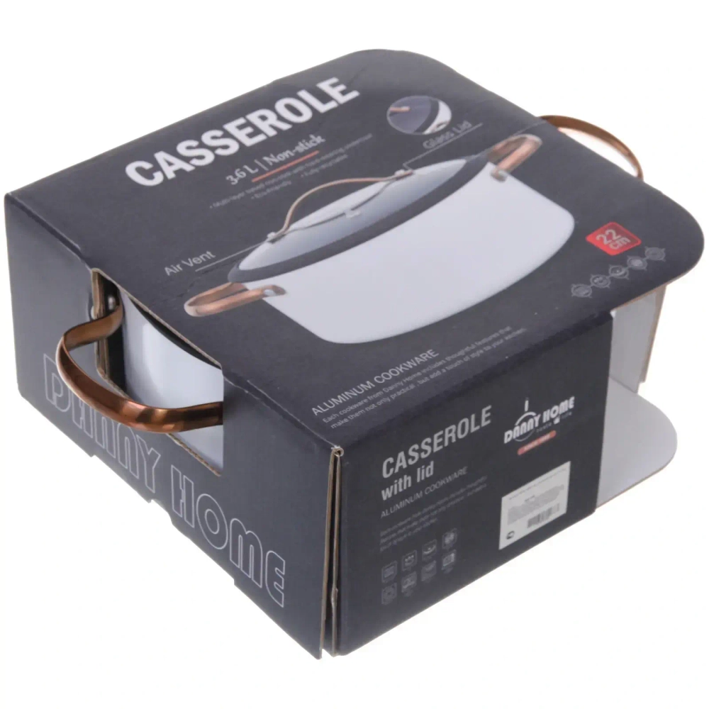 Кастрюля «White Night» 3,6л, стеклянная крышка, 22*10см