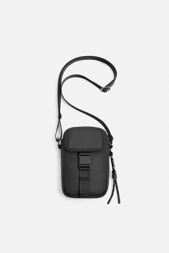 ZARA ПРОРЕЗИНЕННАЯ СУМКА, ЧЕРНЫЙ