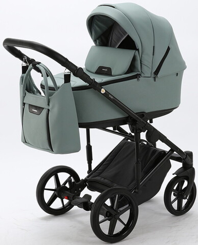 Детская коляска Adamex Zico Deluxe 2 в 1 Z-SA20 СЕР-ЗЕЛЕН.КОЖА