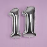 Шар (40''/102 см) Цифра, 1, Серебро, 1 шт. в уп.