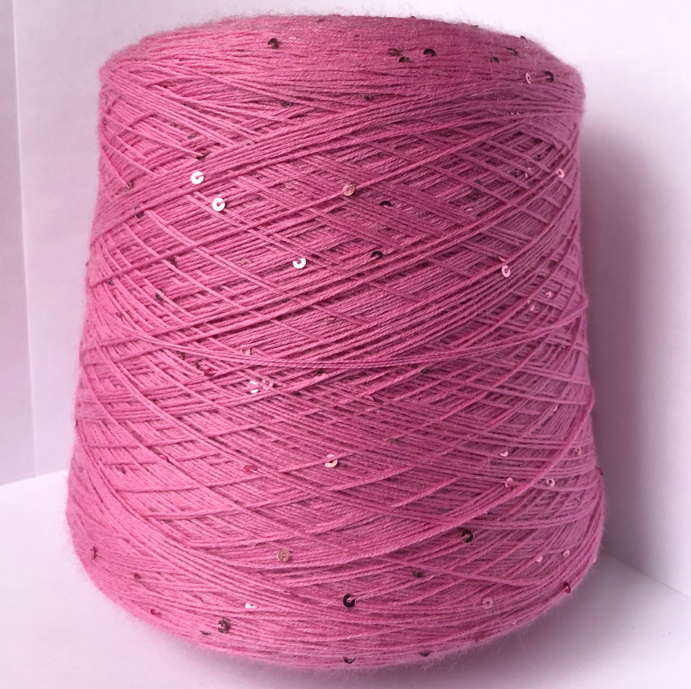 Пряжа меринос пайетки pink
