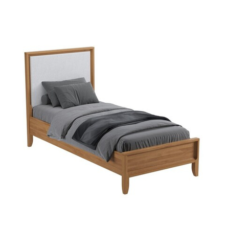 Кровать «Бридж» 90х200 с мягким изголовьем браун/белый лак