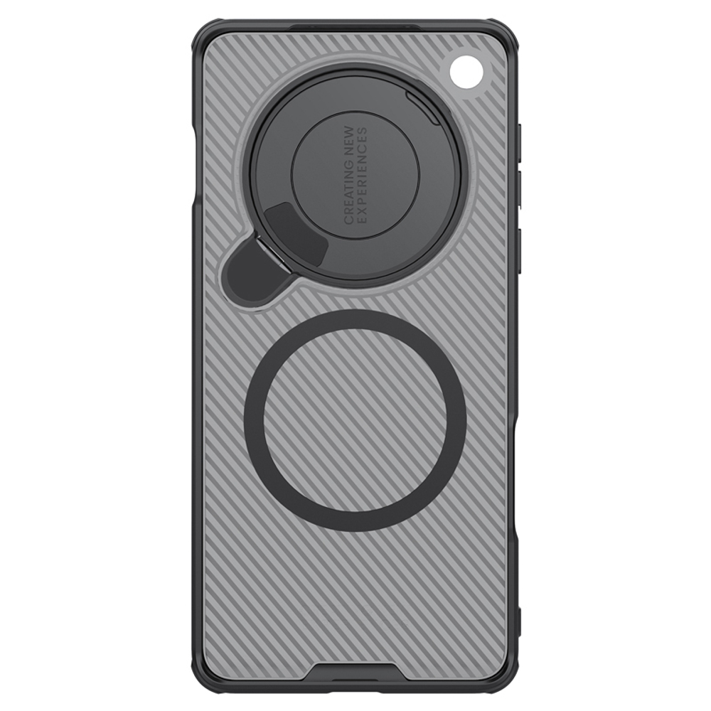 Чехол прозрачный тонированный (Transparent Black) от Nillkin с металлической крышкой и MagSafe на OPPO Find X8 Pro, серия CamShield Prop Magnetic Case