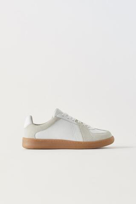 ZARA КОЖАНЫЕ КРОССОВКИ, БЕЛЫЙ