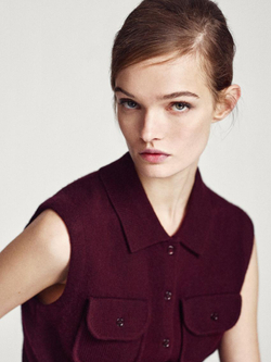 Massimo Dutti Укороченный трикотажный жилет с карманами, бордо