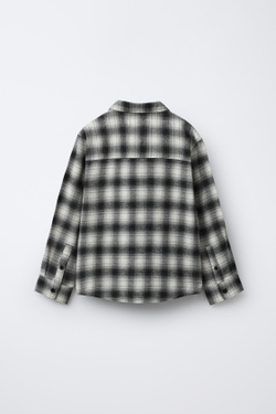 ZARA РУБАШКА В КЛЕТКУ С ВЫШИТОЙ НАДПИСЬЮ, ЧЕРНЫЙ