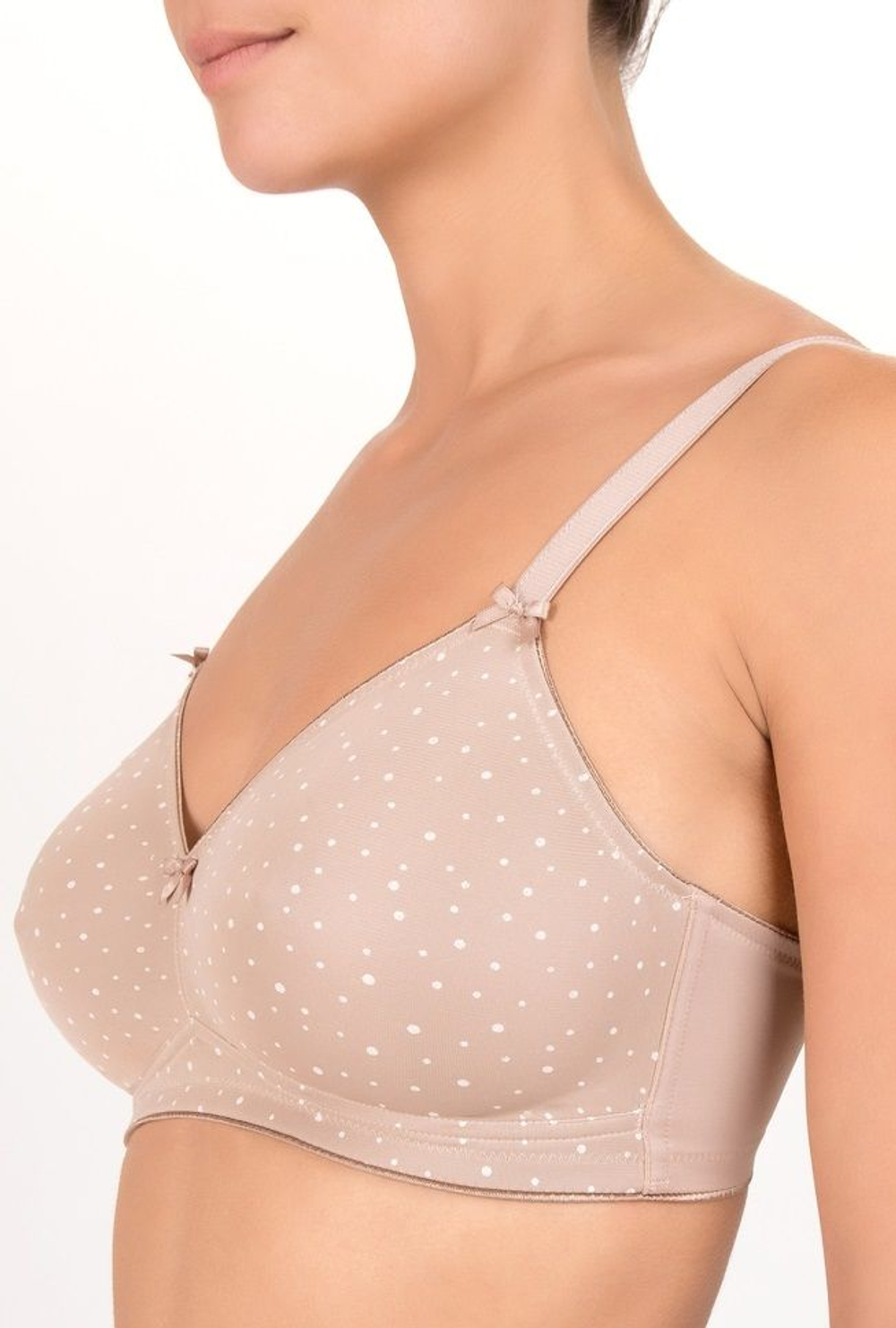 Бескаркасный бюстгальтер в мелкий горох (Размер: 80E) (Цвет: кофейный)
