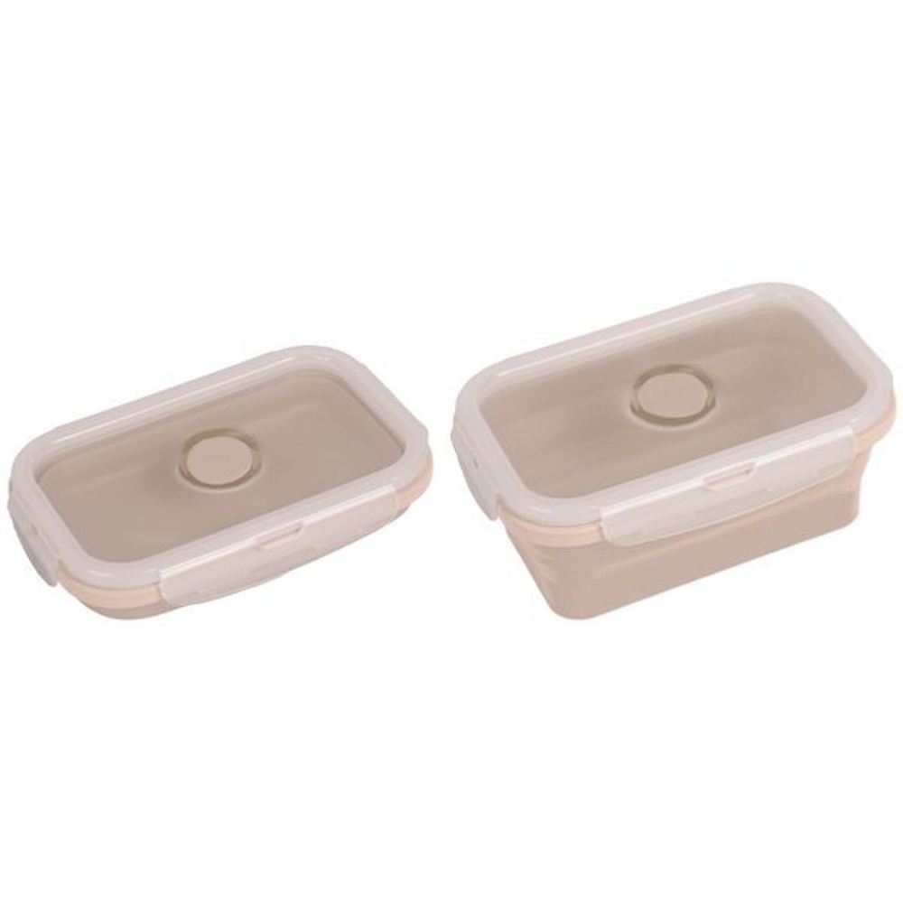 Ланчбокс складной 540мл., 1отд., силиконовый, бежевый