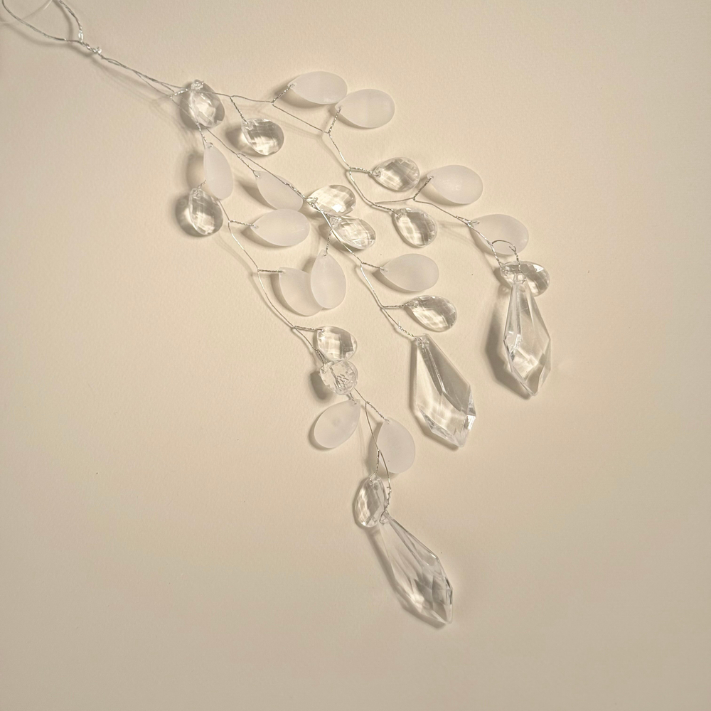 Украшение подвесное с кристаллами, Н33см, серебряный