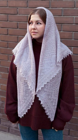 Оренбургский пуховый платок П3-120-06 магнолия