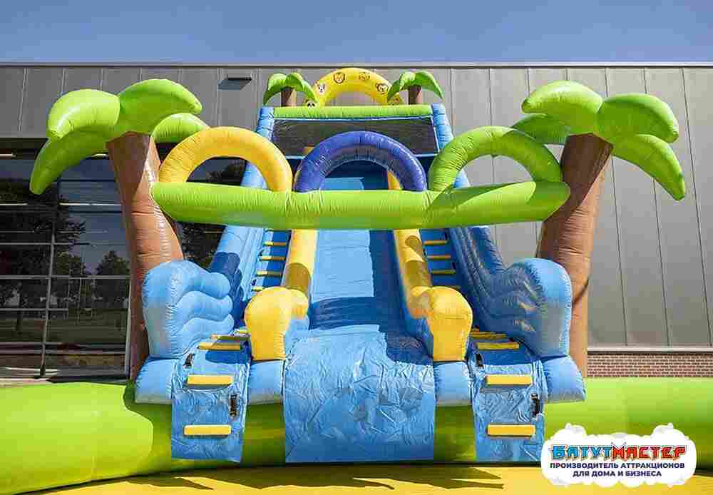 Надувной аквапарк с бассейном и горками «Тропический остров», 24×18×7,6 м