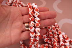 Бусины 10 мм гжель красный мак (нить 36 см) керамика