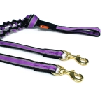 потяг на 2 собаки фиолетовый с латунным карабином white wolf