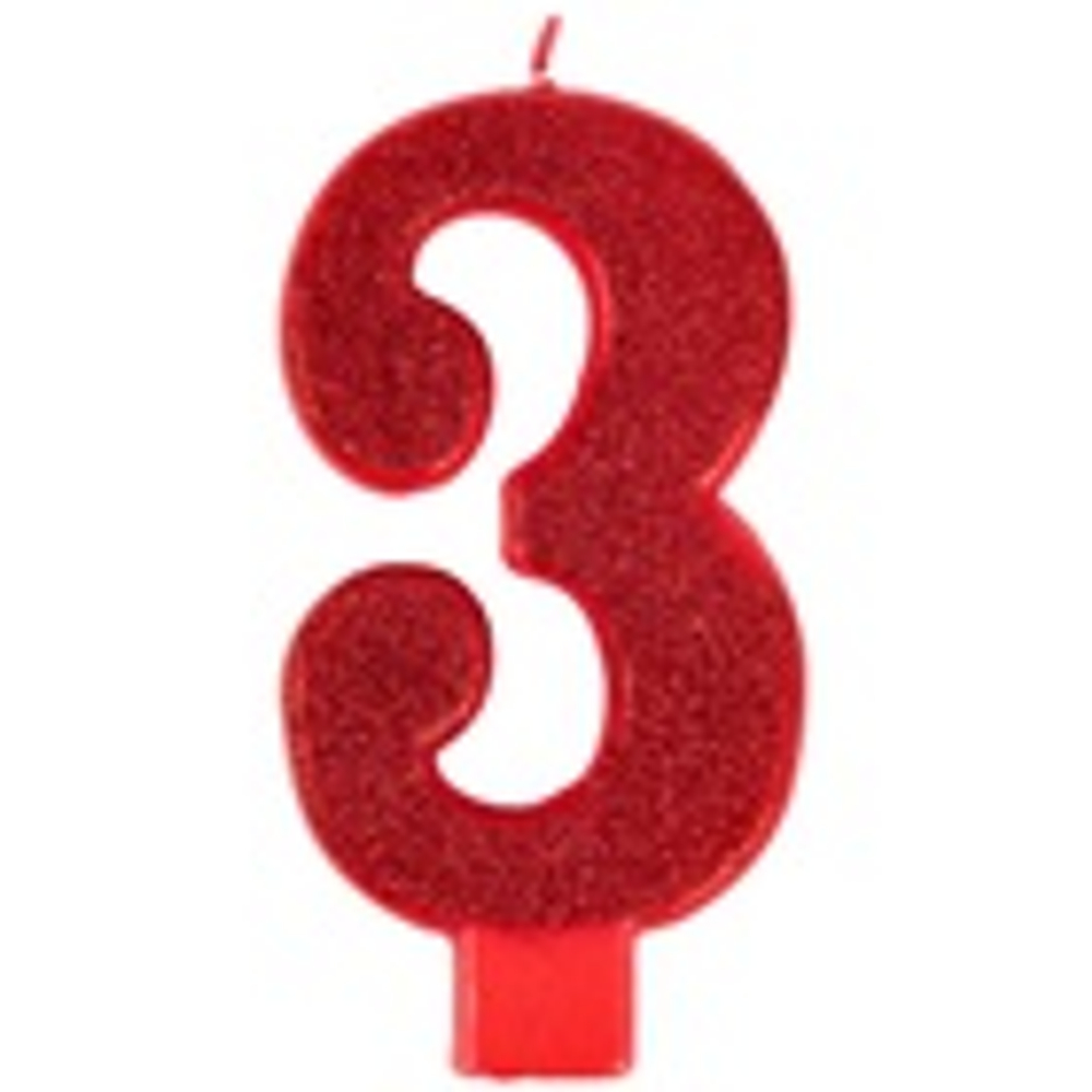 Свечи цифры красные Гигант Глиттер, 13 см