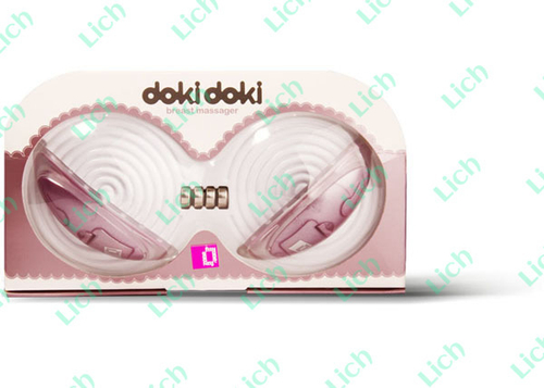 Розовые вставки в бюстгалтер для стимуляции груди с вибрацией Doki Doki