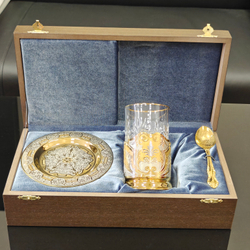 Чайный набор с блюдцем "Узорный" №5 (Златоуст) в футляре