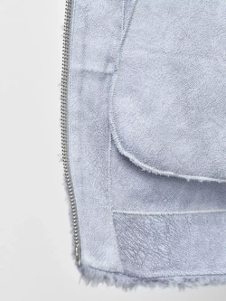 Шуба чебурашка с капюшоном, голубая, Северина