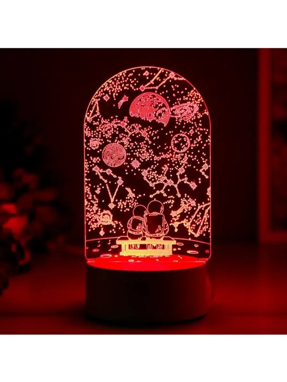 Светильник 3D ночник RISALUX «Пара в космосе», LED RGB, от с