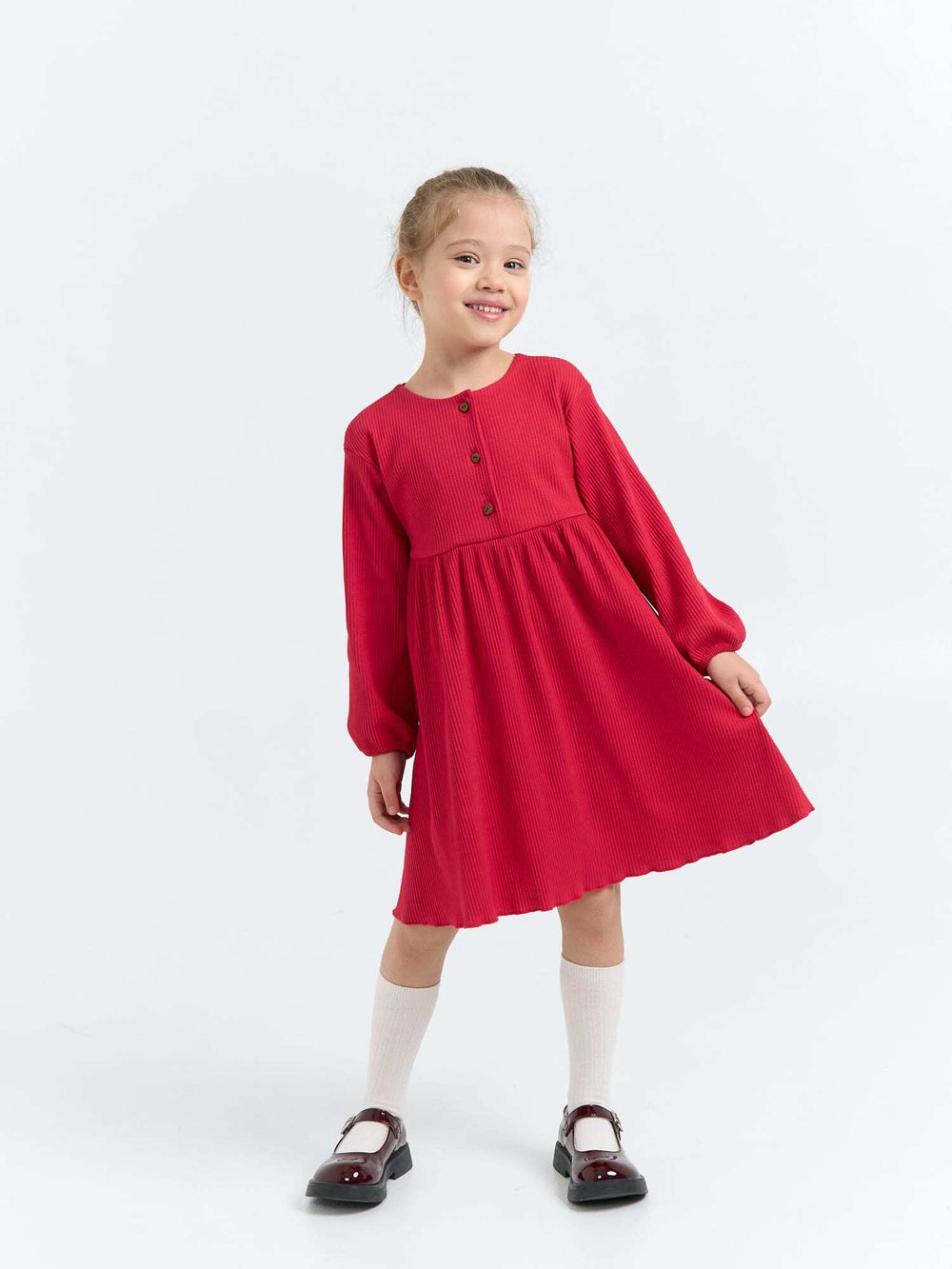 Платье "Малиновый десерт" в рубчик