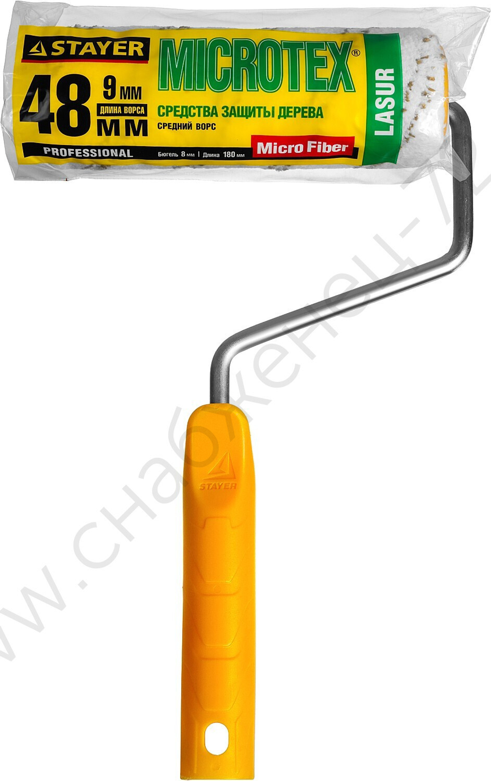 STAYER МИКРОВОЛОКНО 48 мм, 180 мм, Малярный валик с ручкой, PROFESSIONAL (0341-18)