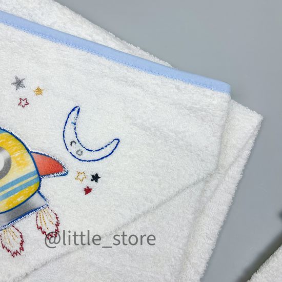 Полотенце махровое "Ракета" голубое